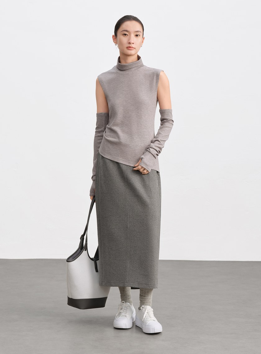 高領無袖可拆卸袖套上衣