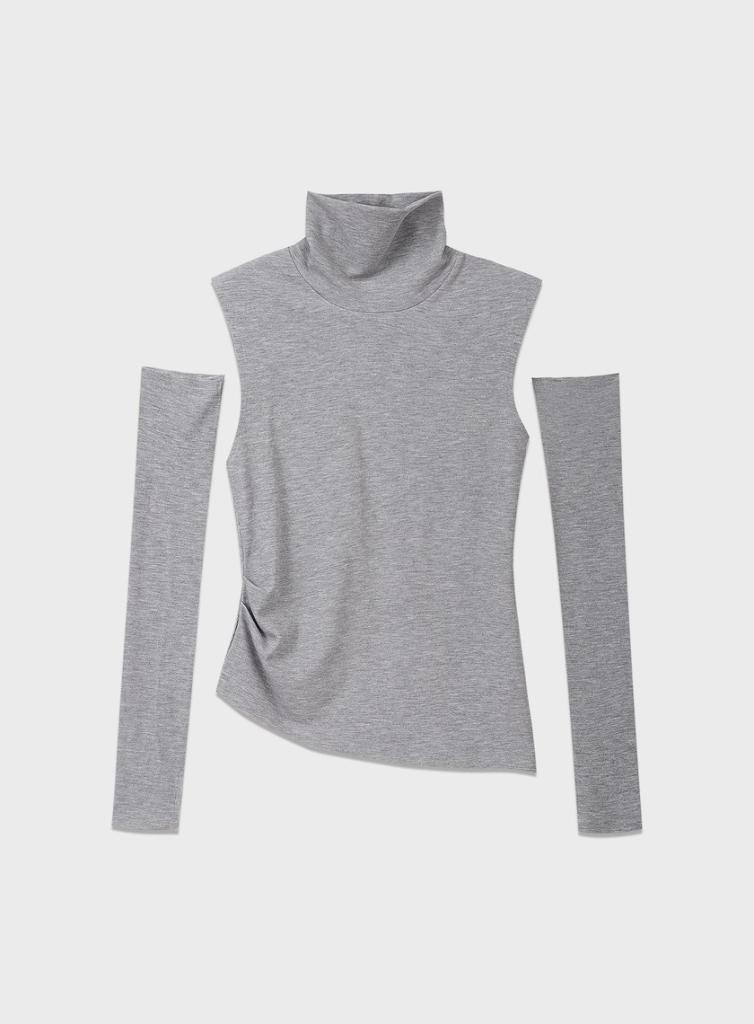 高領無袖可拆卸袖套上衣