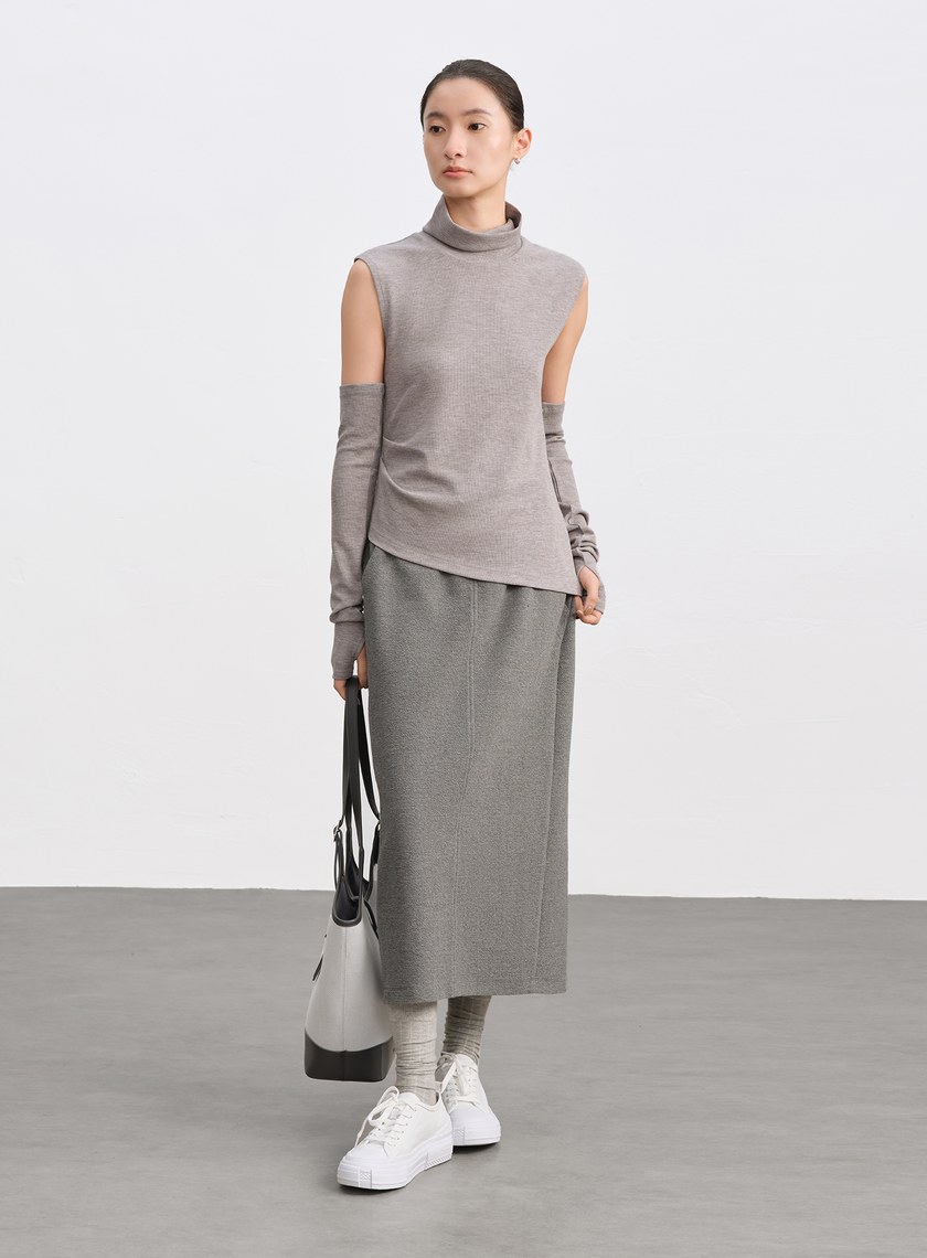 高領無袖可拆卸袖套上衣