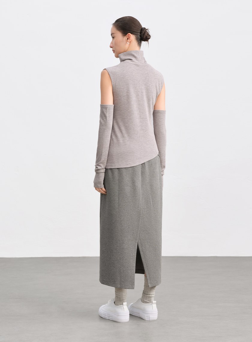 高領無袖可拆卸袖套上衣