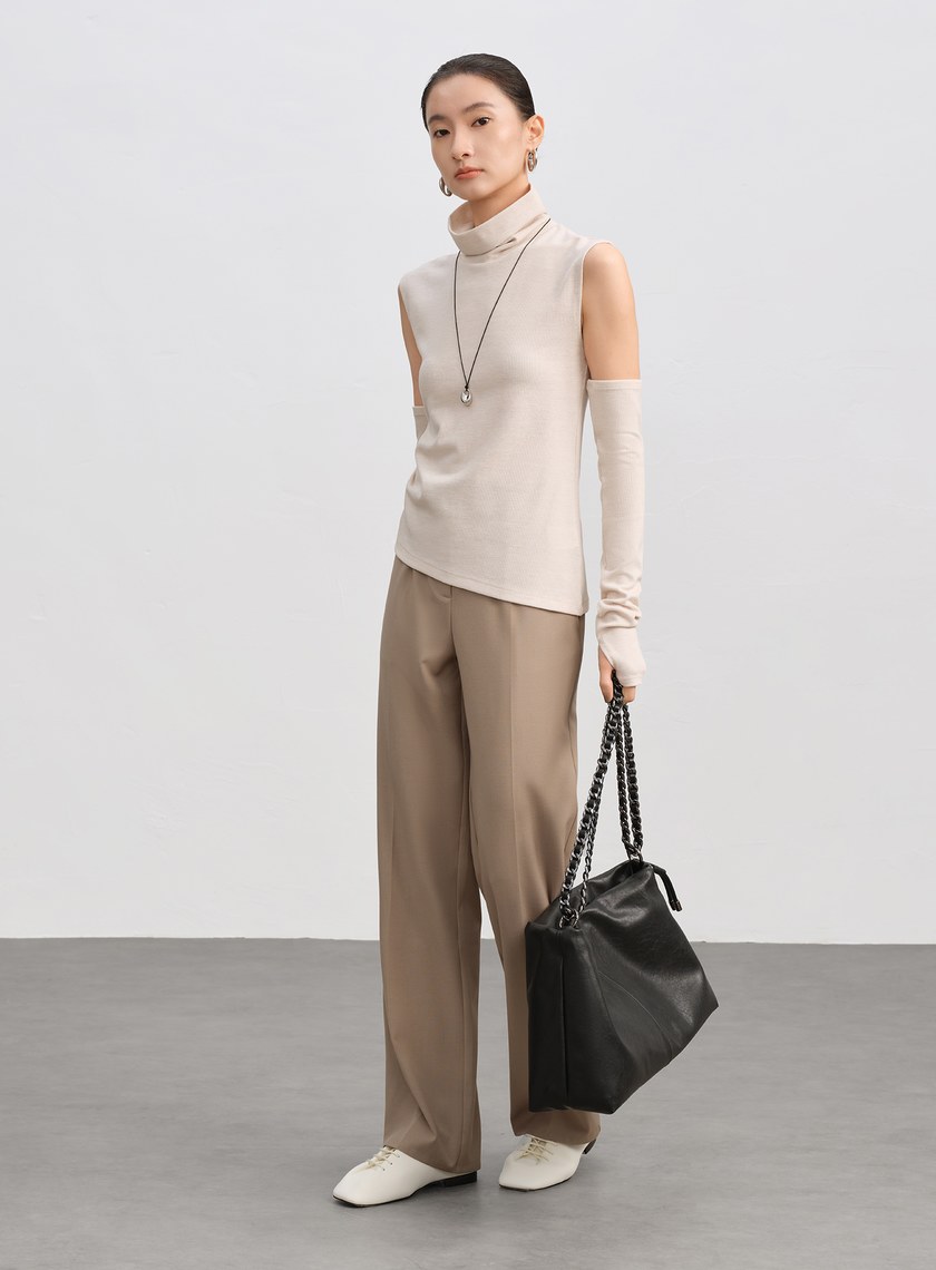 高領無袖可拆卸袖套上衣