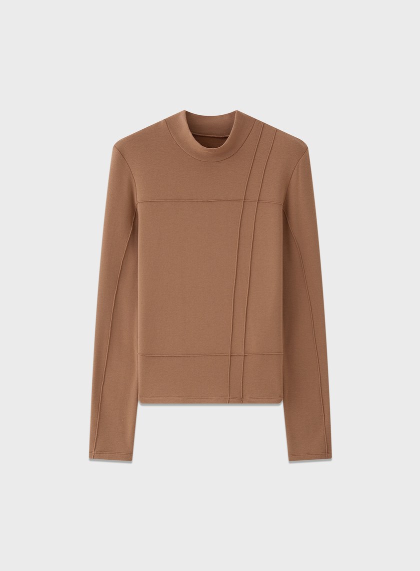 立體褶飾高領發熱上衣