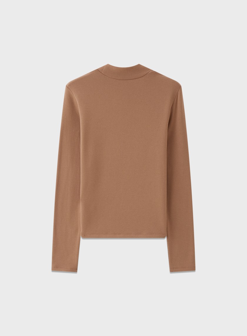 立體褶飾高領發熱上衣