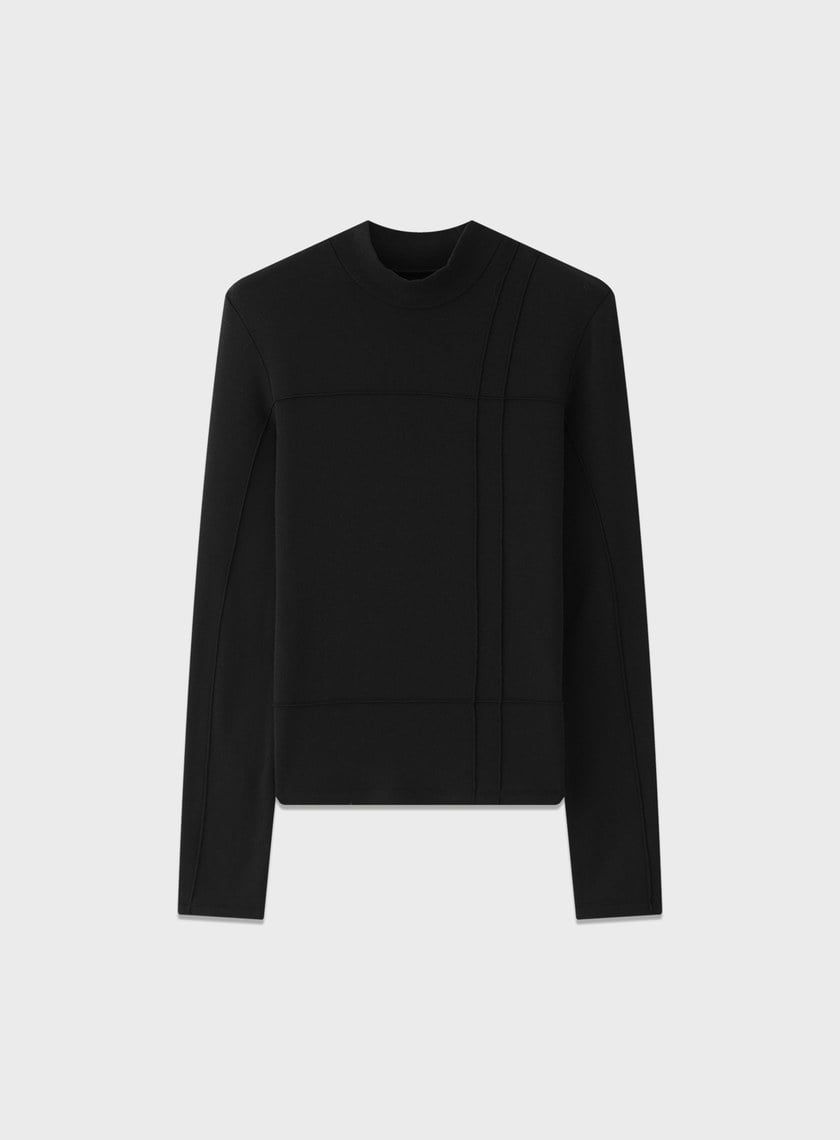 立體褶飾高領發熱上衣