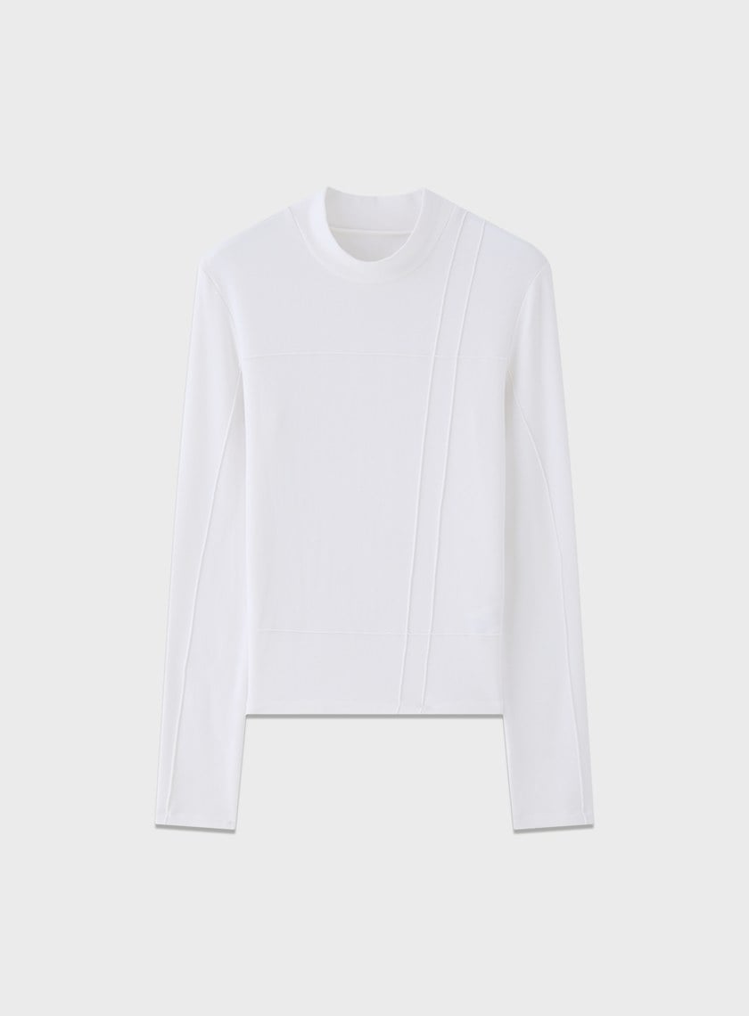 立體褶飾高領發熱上衣