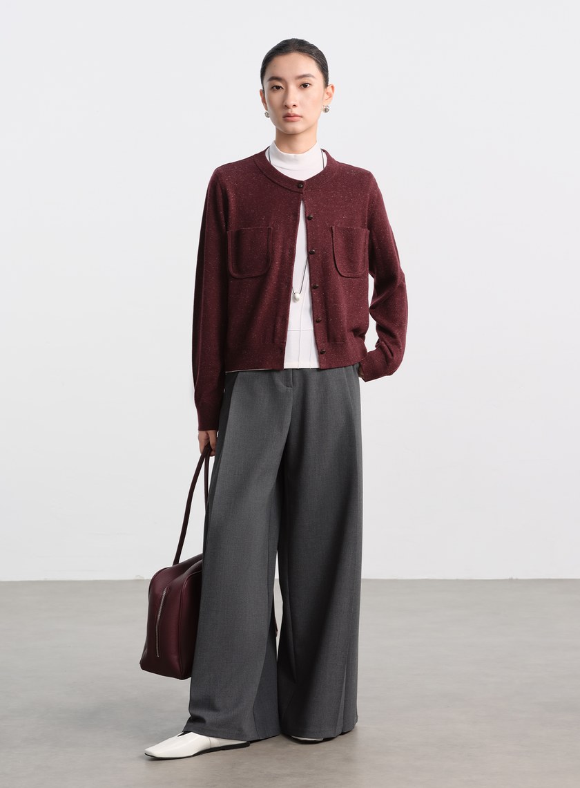 立體褶飾高領發熱上衣