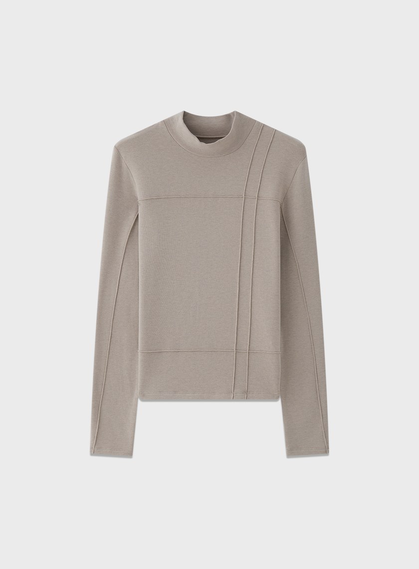 立體褶飾高領發熱上衣