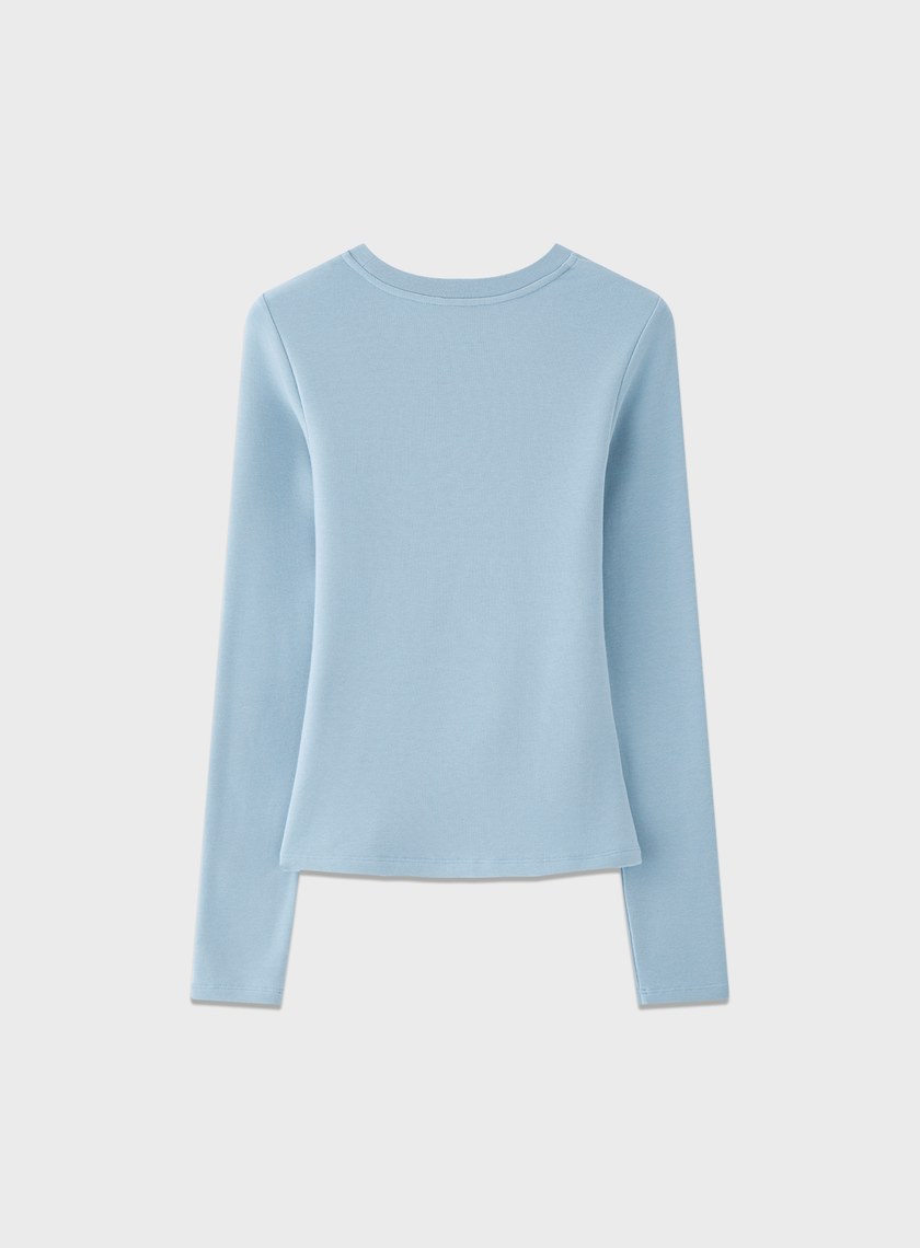 不對稱抓褶圓領發熱上衣