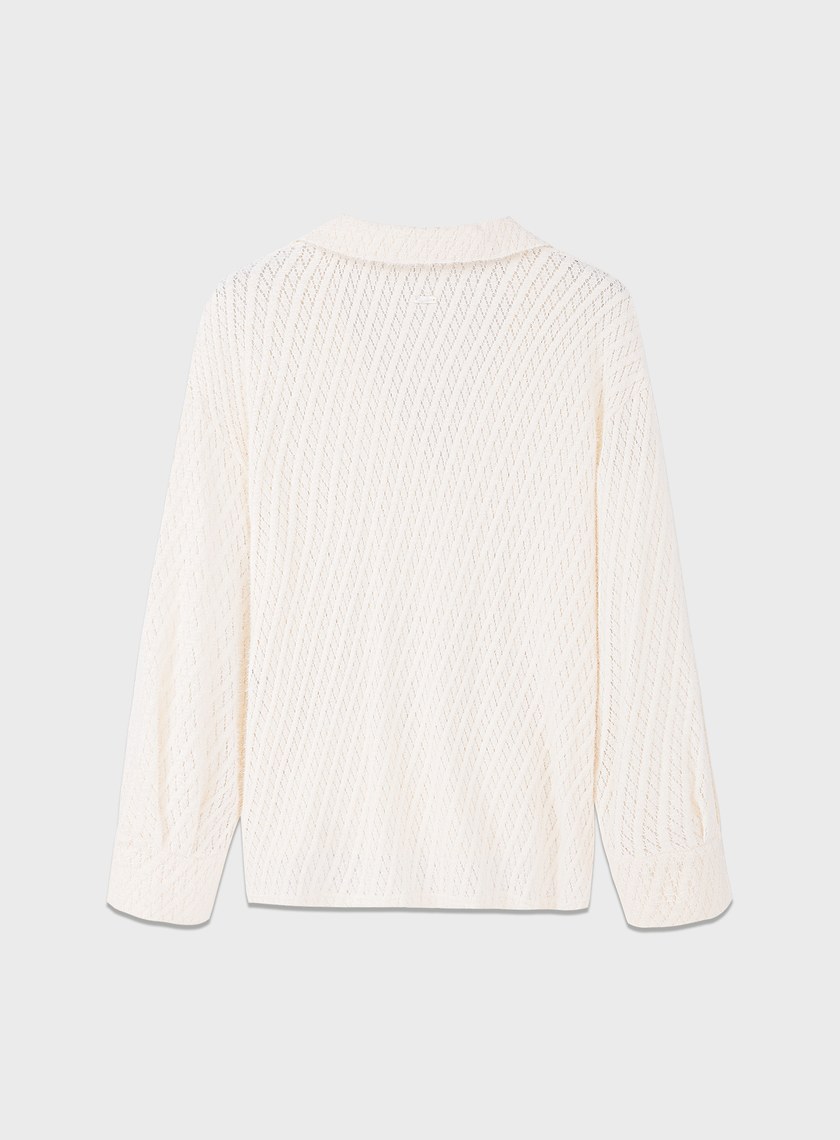 菱格紋V領簍空上衣