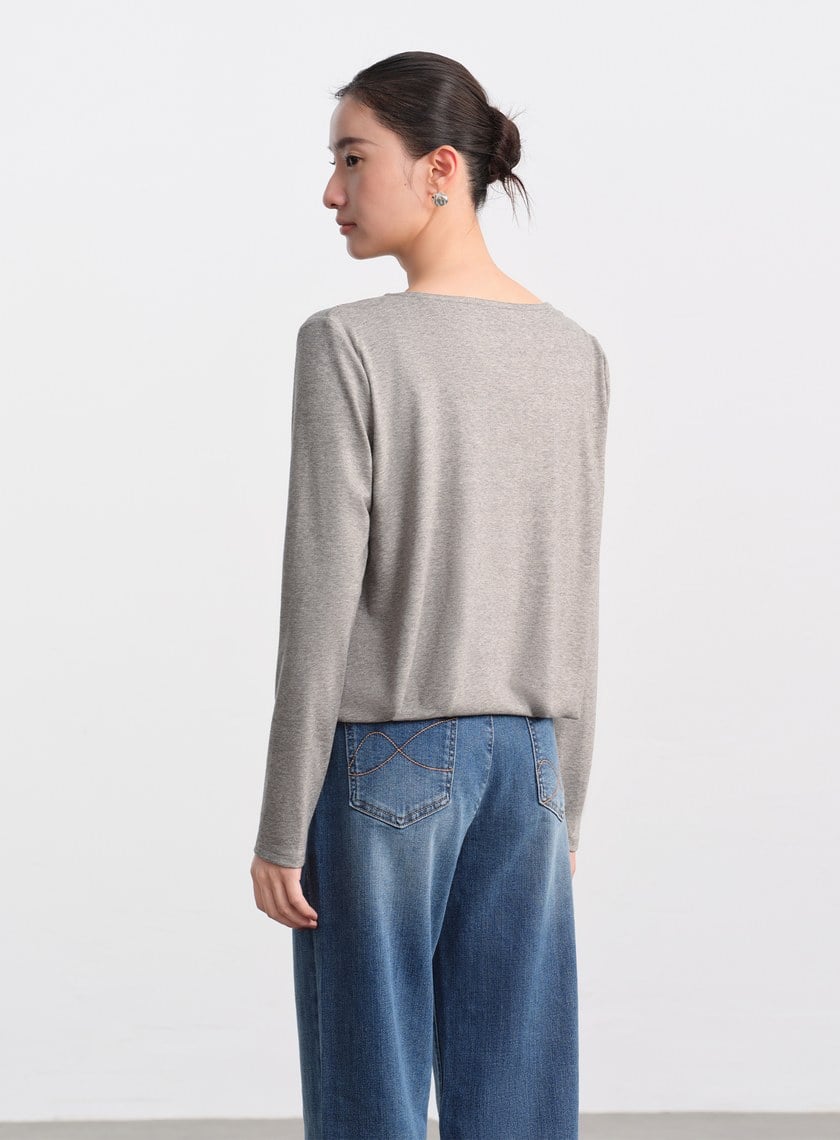 垂墜舒適亮絲雙層上衣