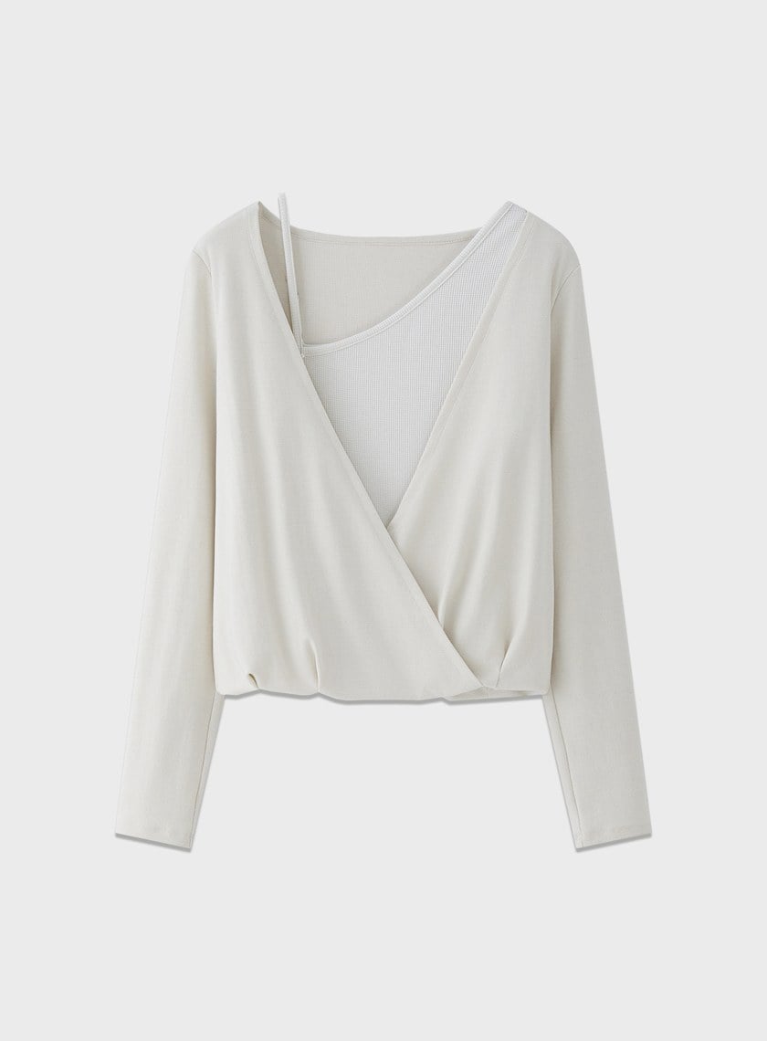 垂墜舒適亮絲雙層上衣