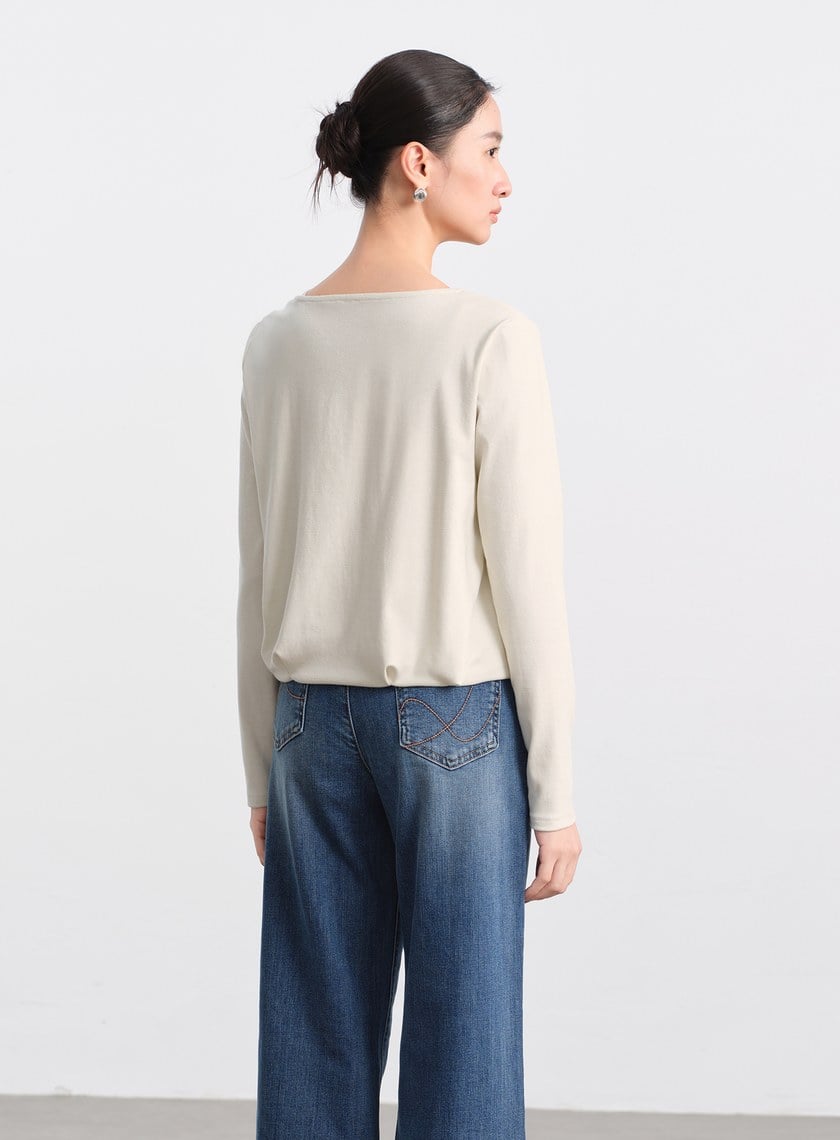 垂墜舒適亮絲雙層上衣