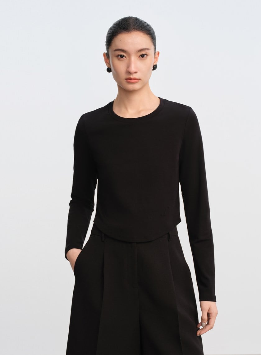 圓弧下擺修身上衣