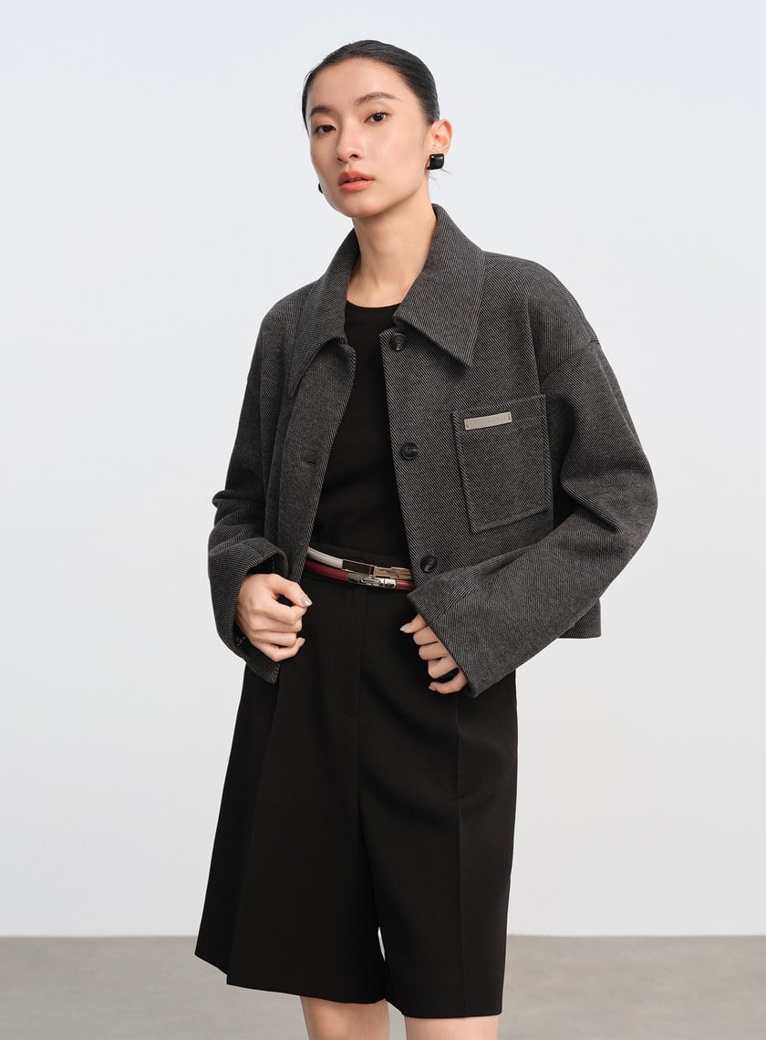 圓弧下擺修身上衣