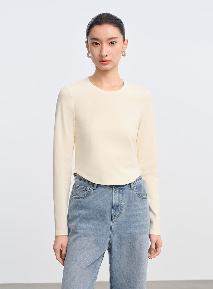 圓弧下擺修身上衣