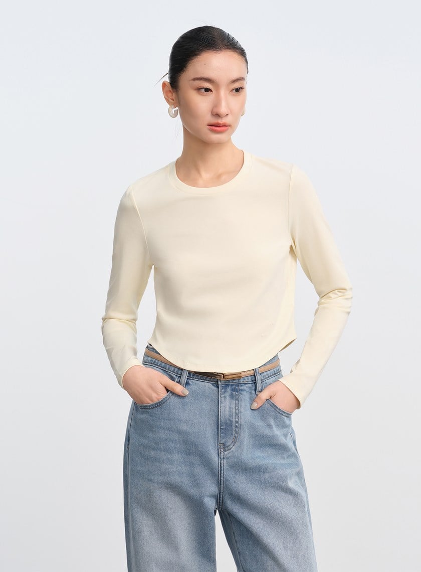 圓弧下擺修身上衣