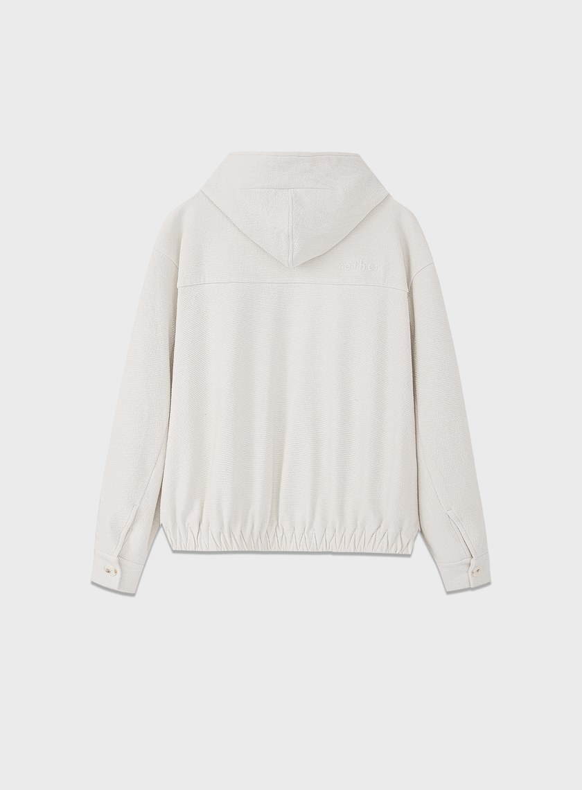 特殊紋理短版連帽開襟外套