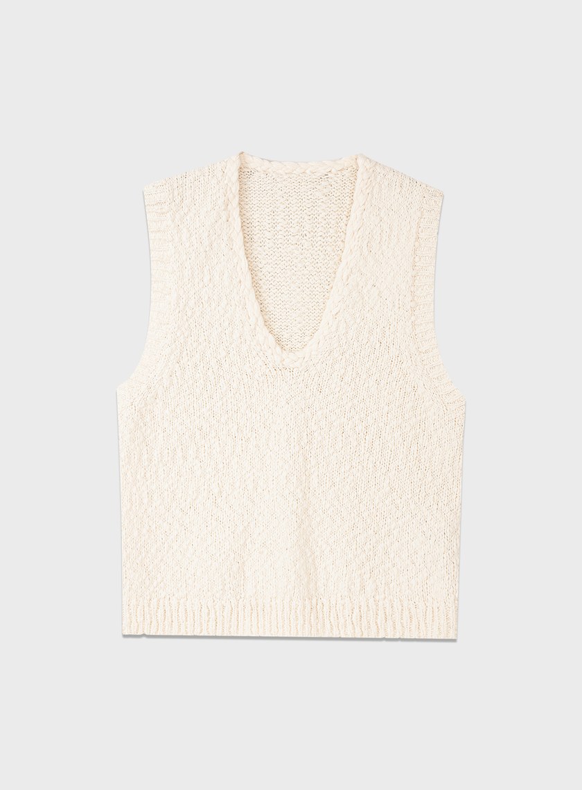 休閒肌理感V領針織背心