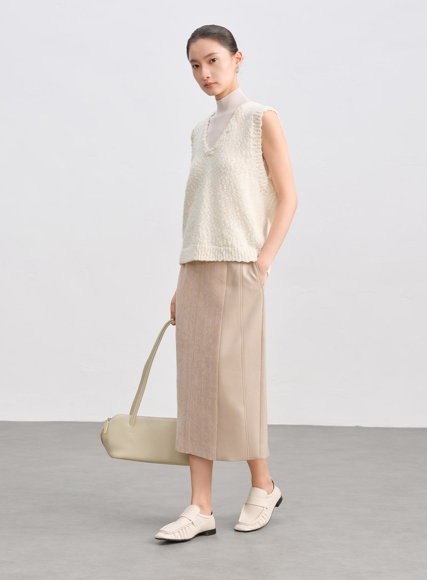 休閒肌理感V領針織背心