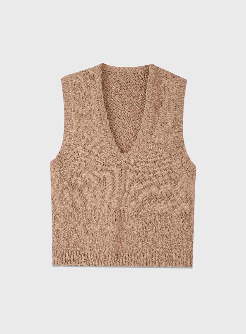 休閒肌理感V領針織背心