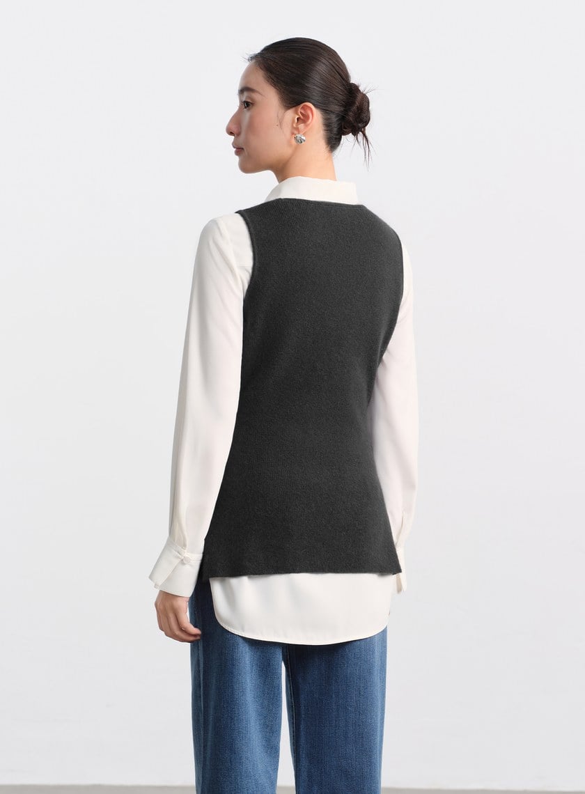 修身浣熊絨背心