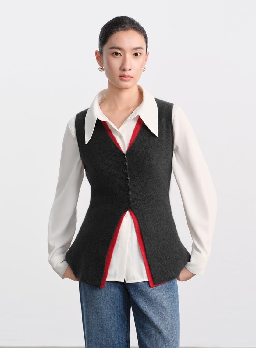 修身浣熊絨背心