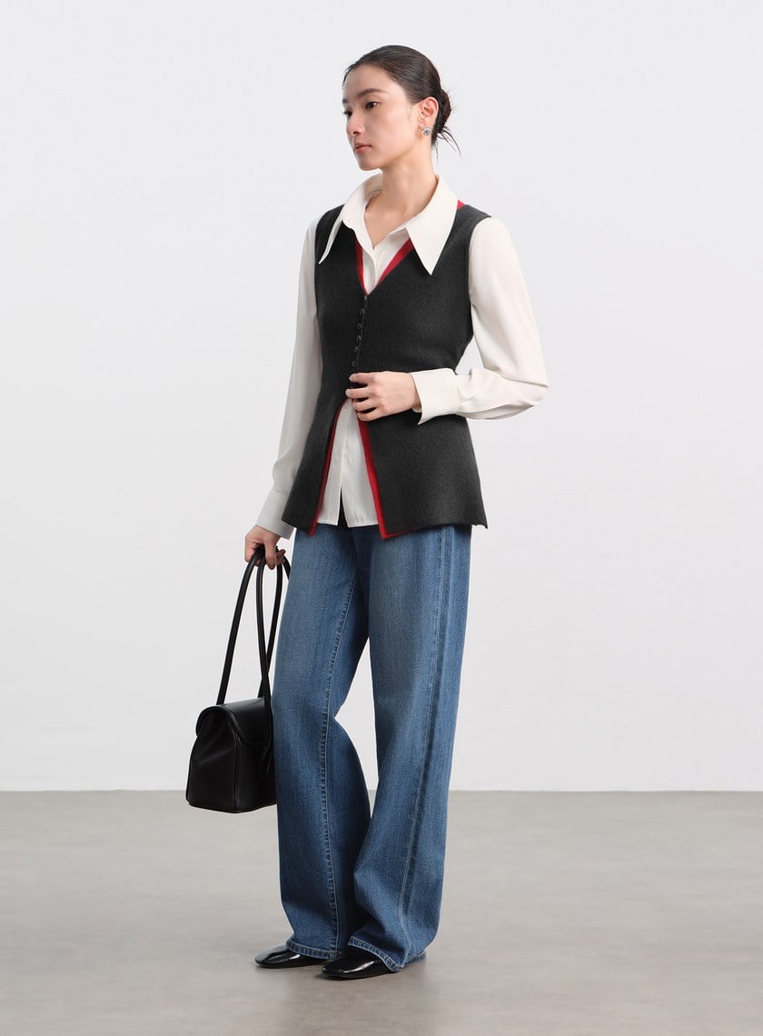 修身浣熊絨背心