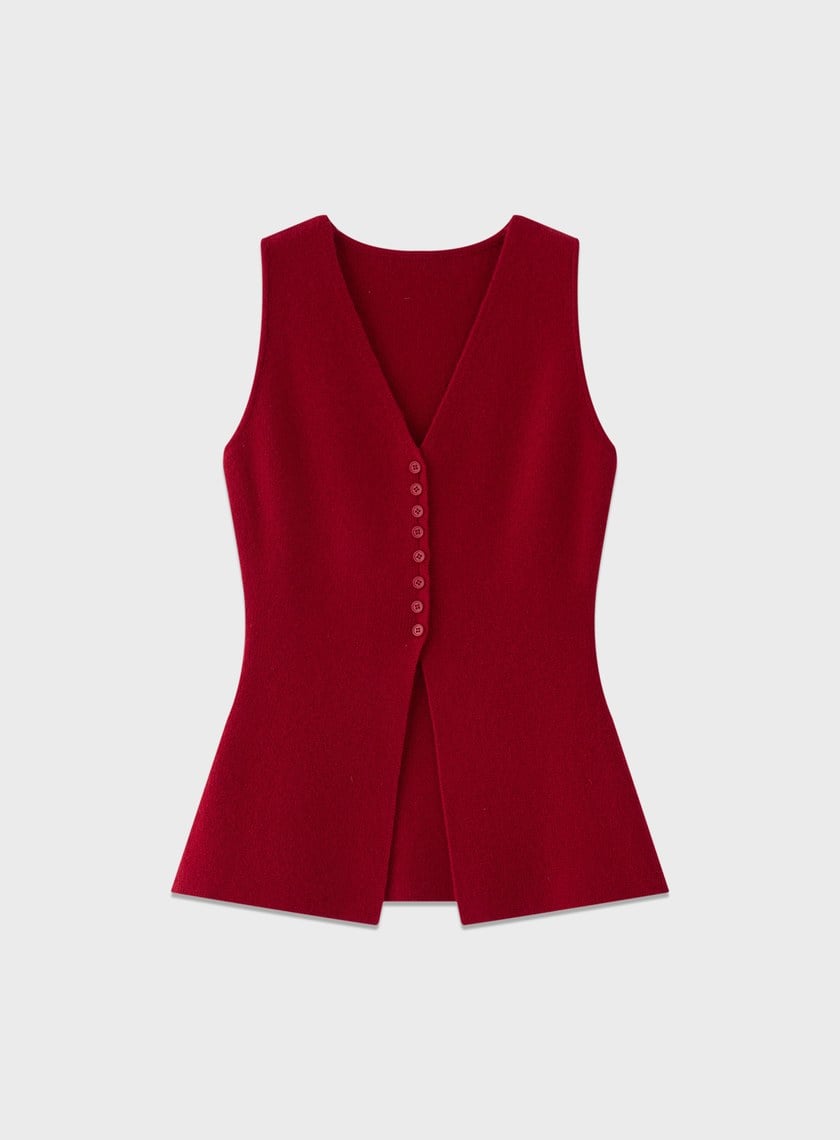 修身浣熊絨背心