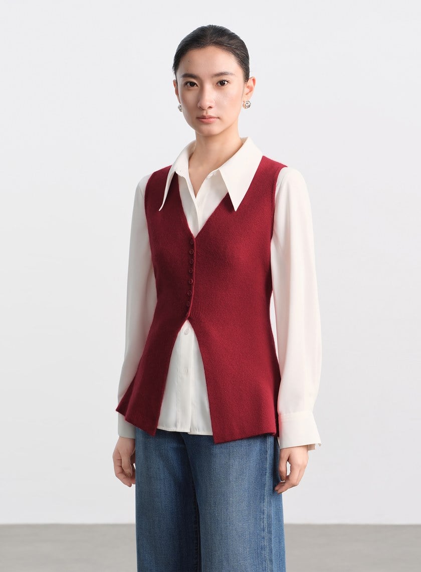 修身浣熊絨背心