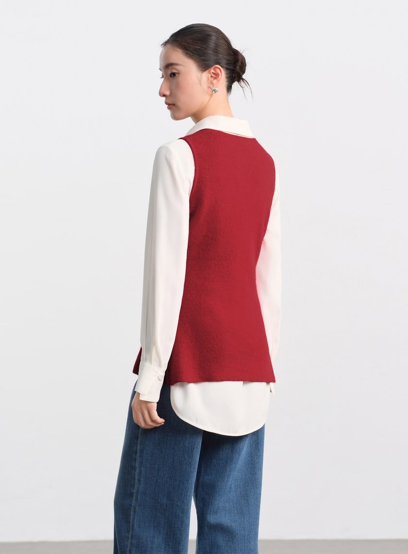 修身浣熊絨背心