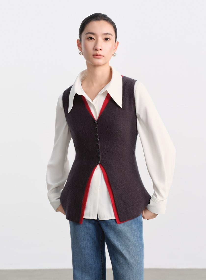 修身浣熊絨背心