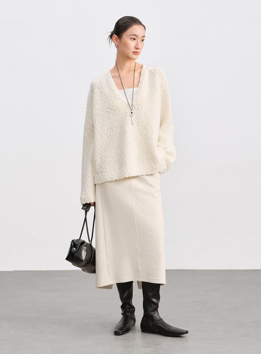 休閒肌理感V領毛衣