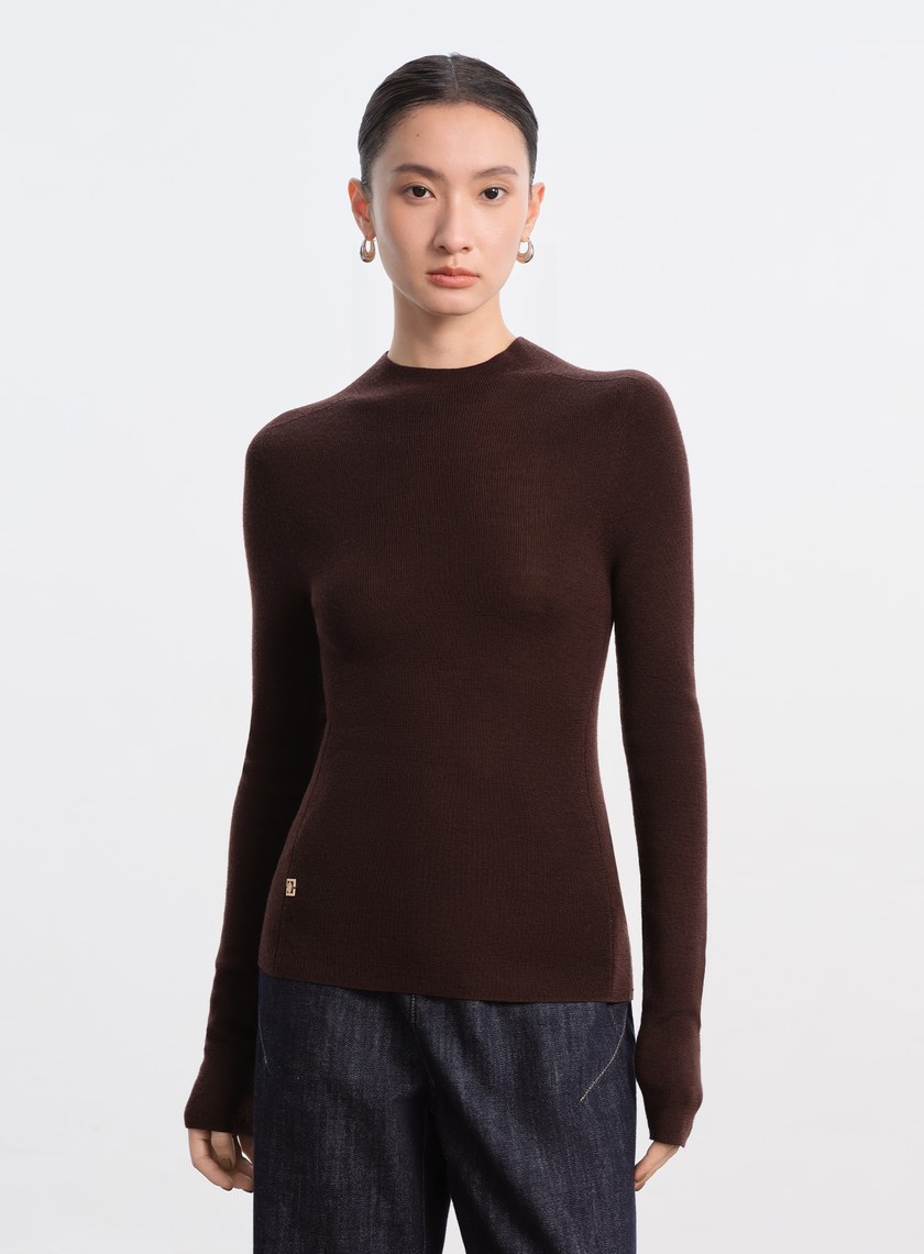 純羊毛半高領針織上衣