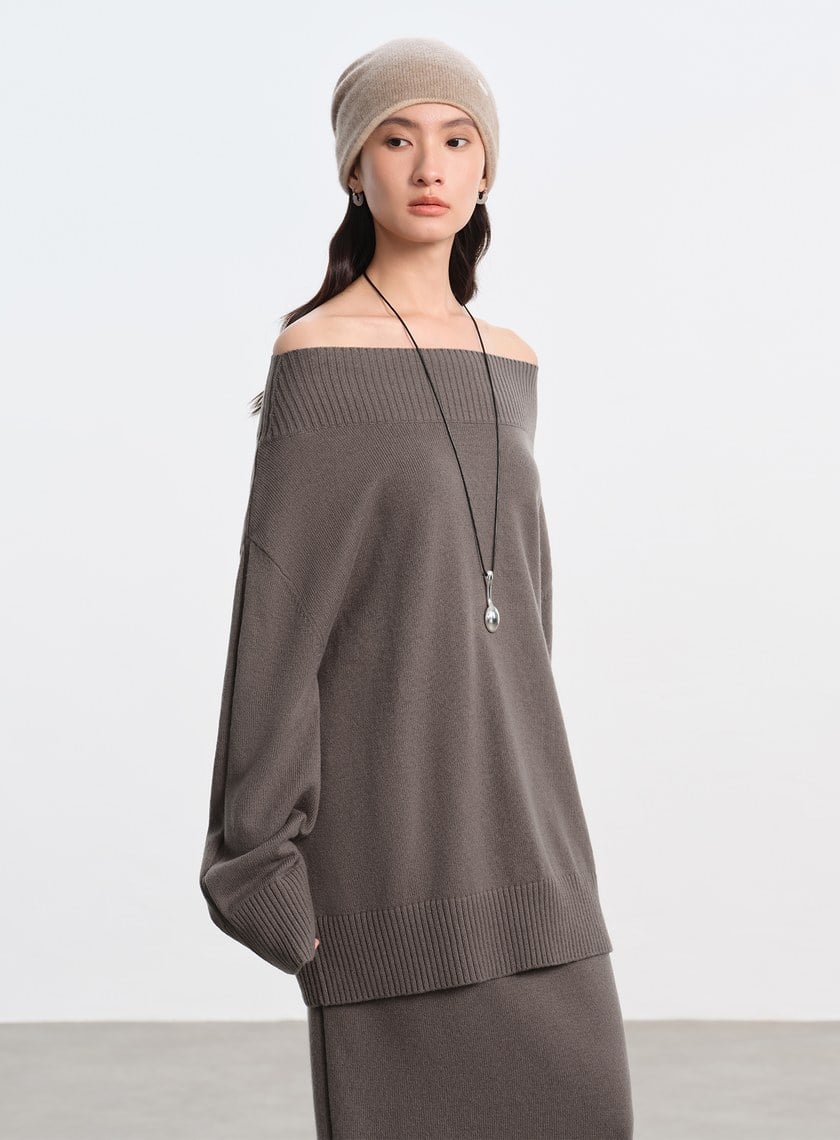 優雅寬領羊毛衫