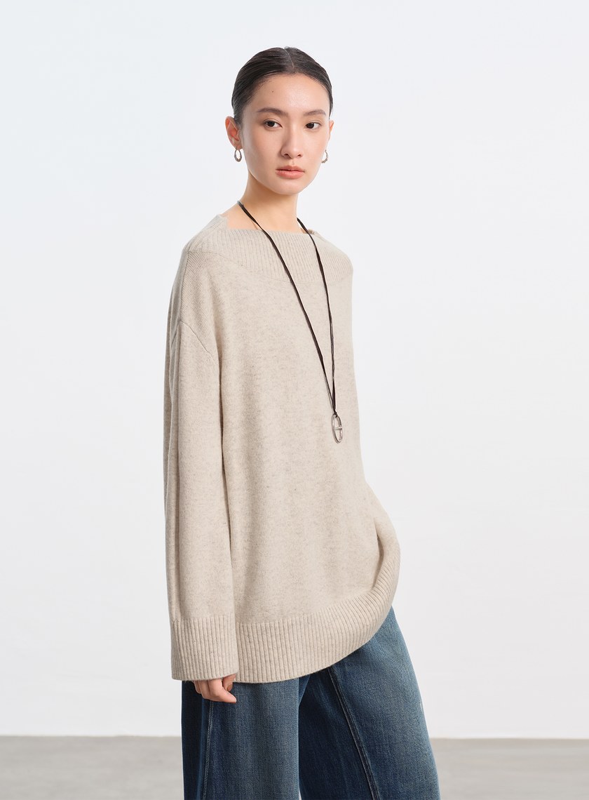 優雅寬領羊毛衫