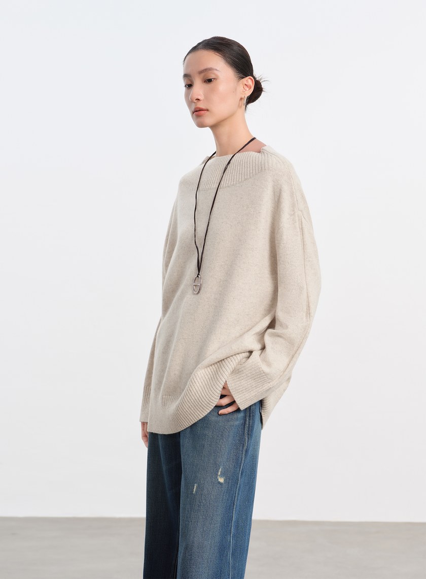 優雅寬領羊毛衫