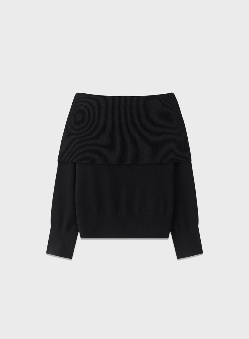 優雅一字領羊毛衫