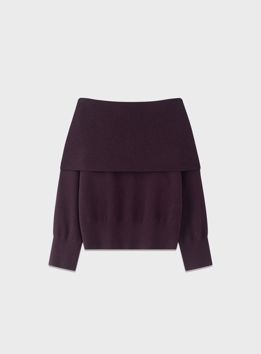 優雅一字領羊毛衫