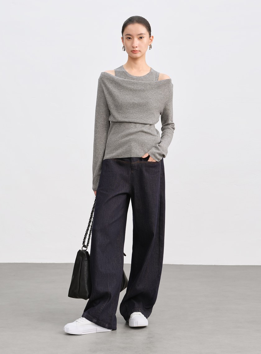 假兩件式造型針織上衣