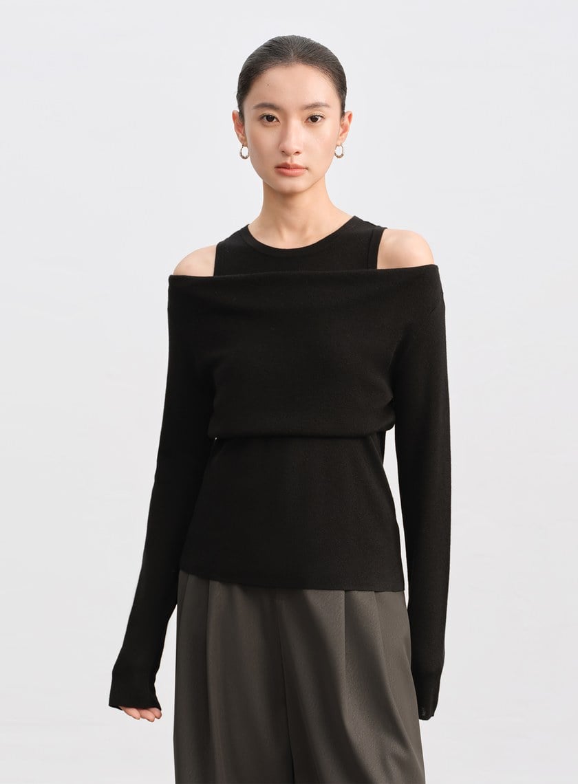 假兩件式造型針織上衣