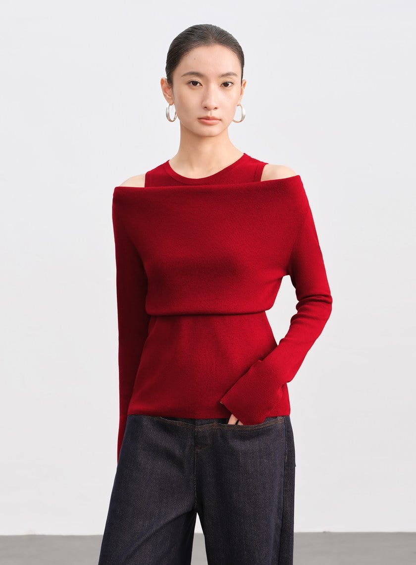 假兩件式造型針織上衣