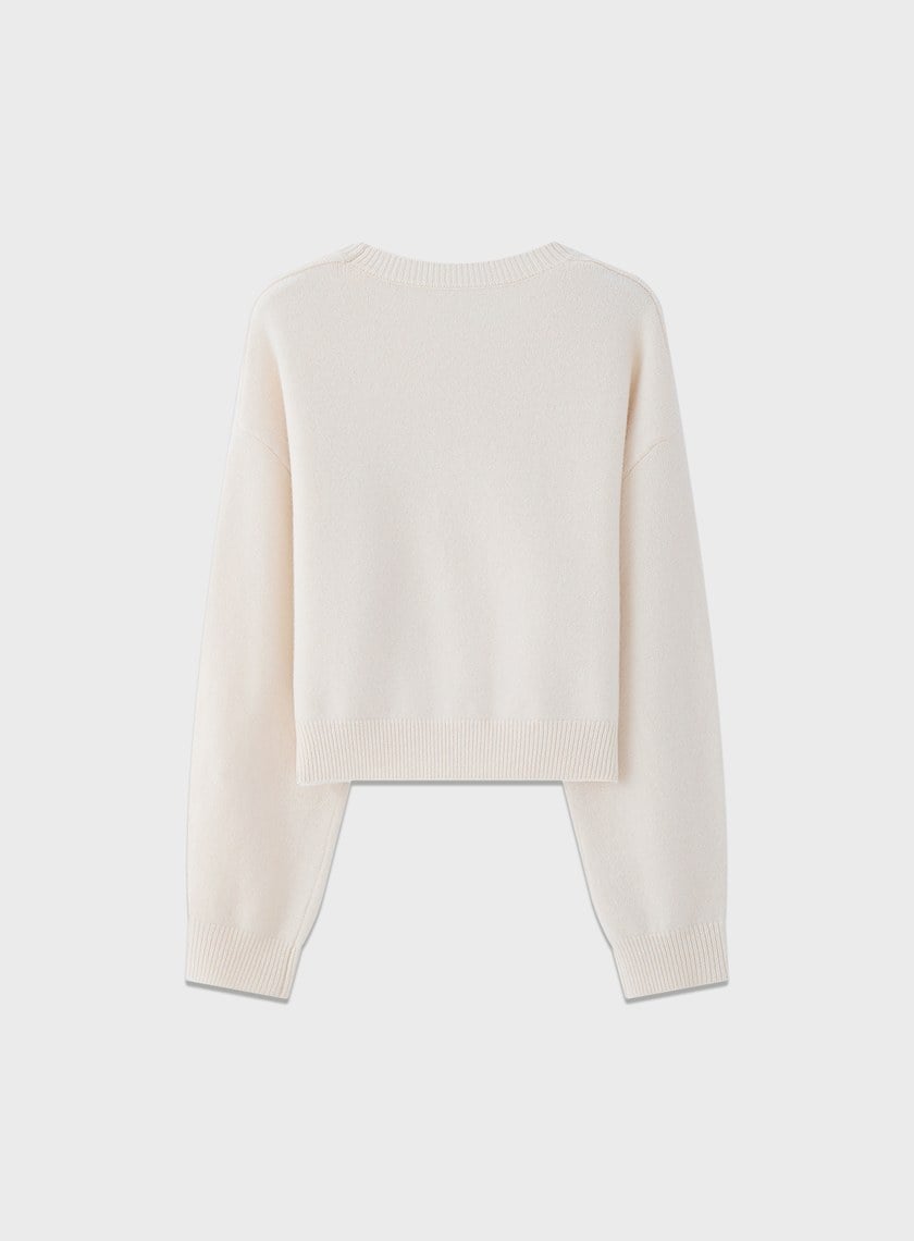 精緻珠片紗LOGO羊毛針織上衣