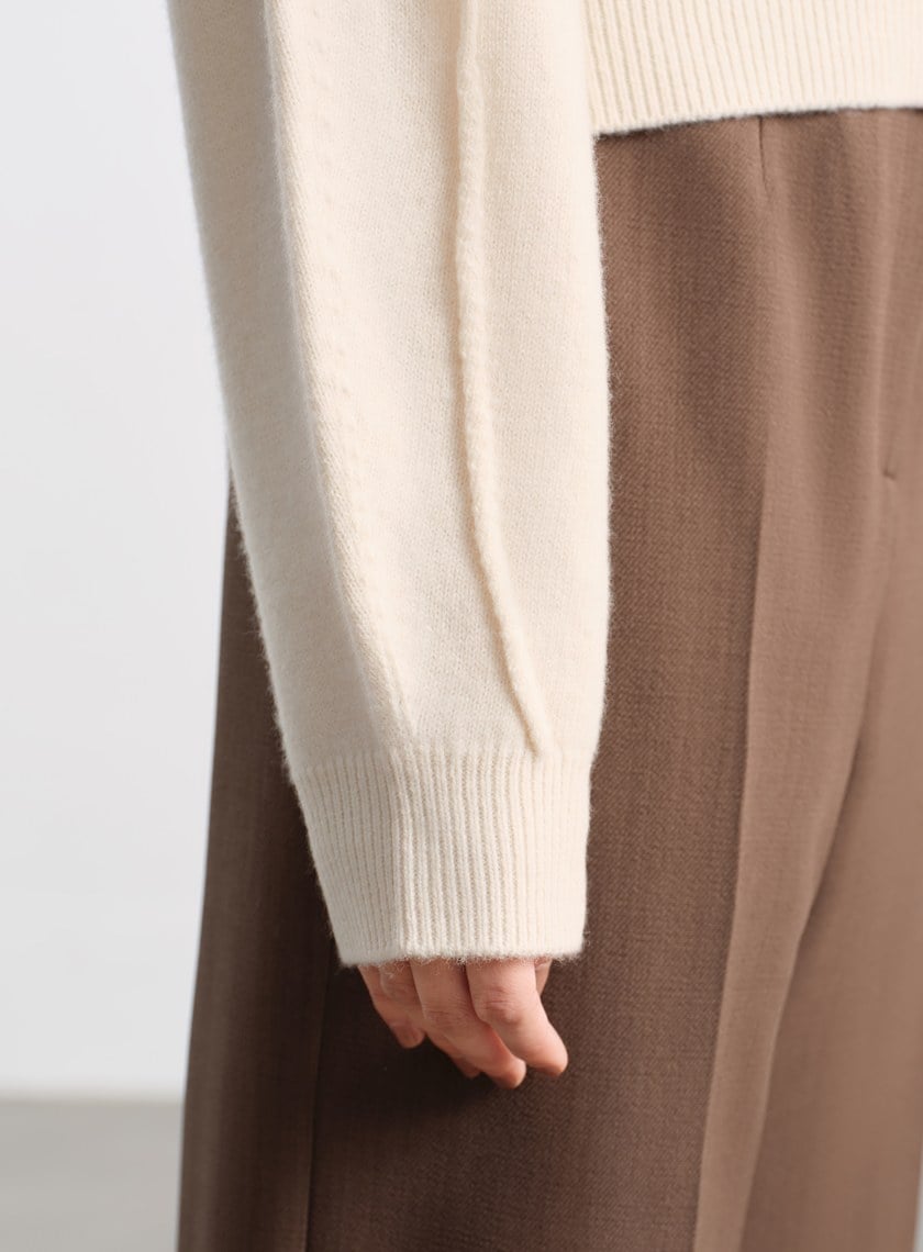 精緻珠片紗LOGO羊毛針織上衣