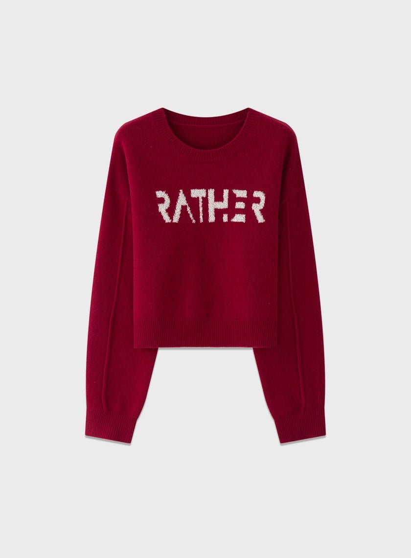 精緻珠片紗LOGO羊毛針織上衣