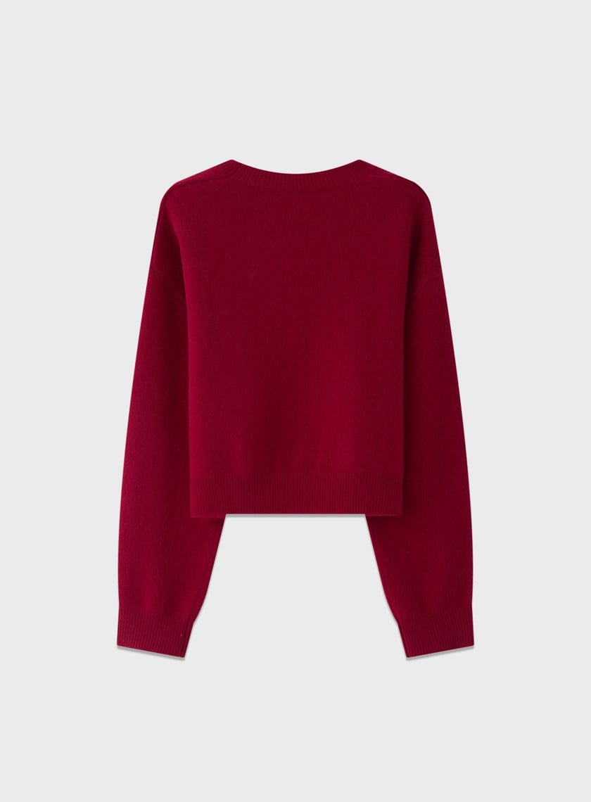 精緻珠片紗LOGO羊毛針織上衣