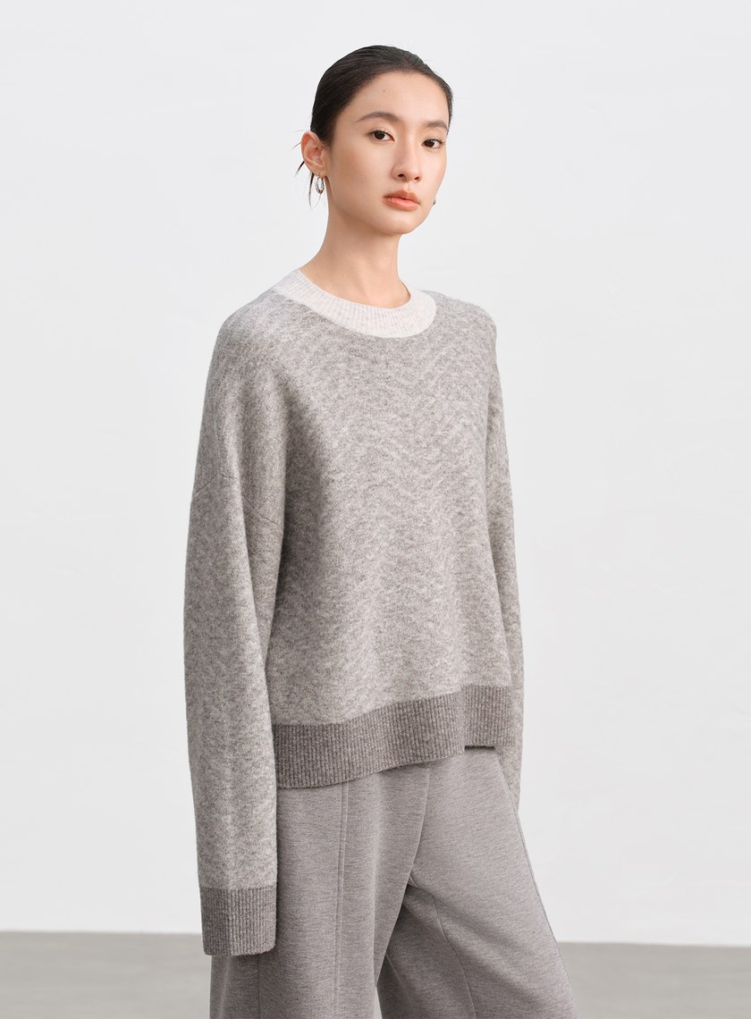 美麗諾人字紋針織上衣