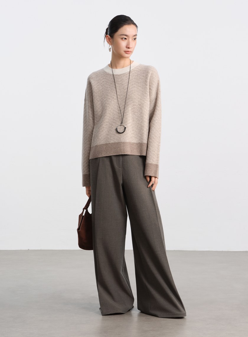 美麗諾人字紋針織上衣