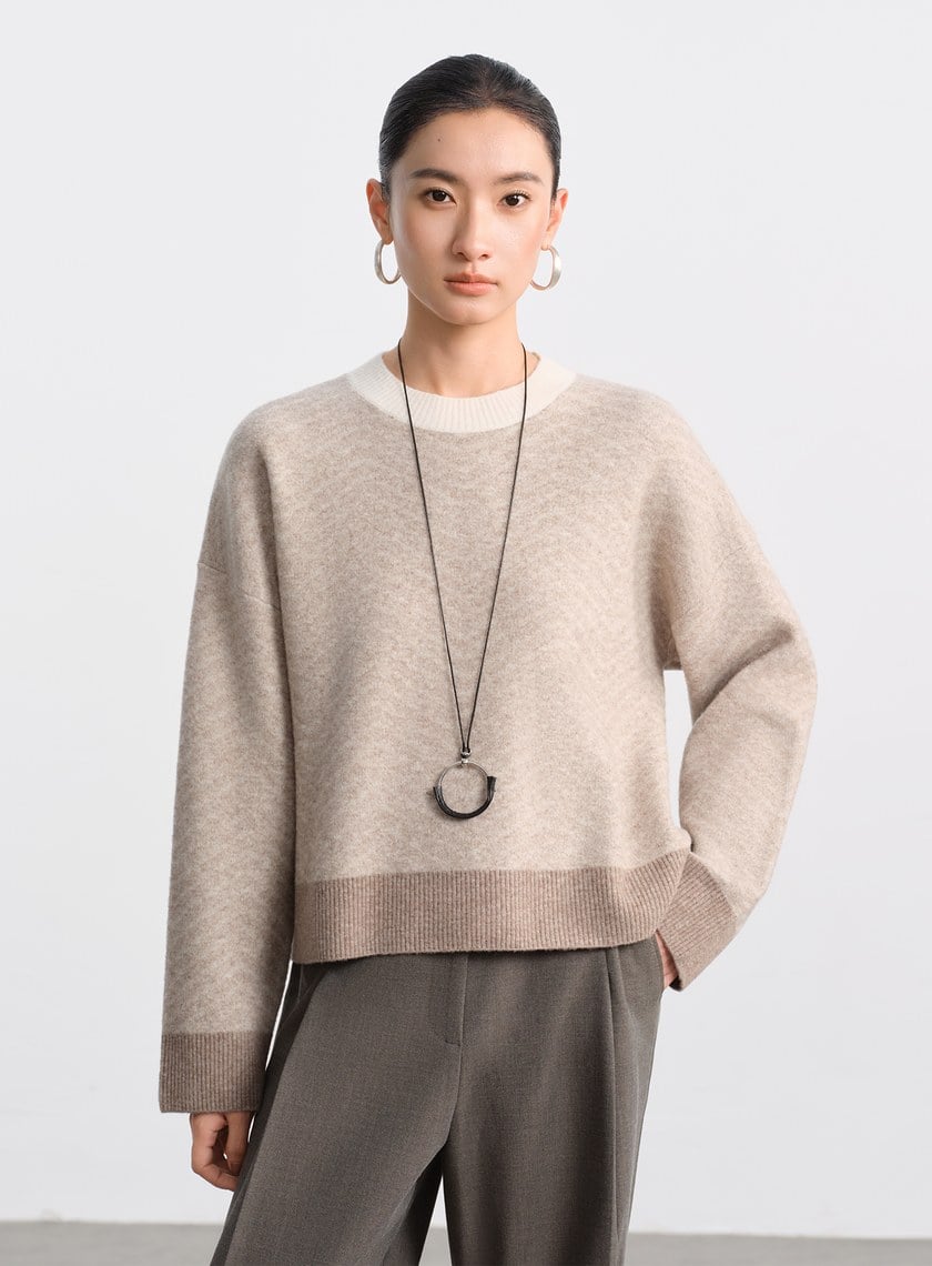 美麗諾人字紋針織上衣