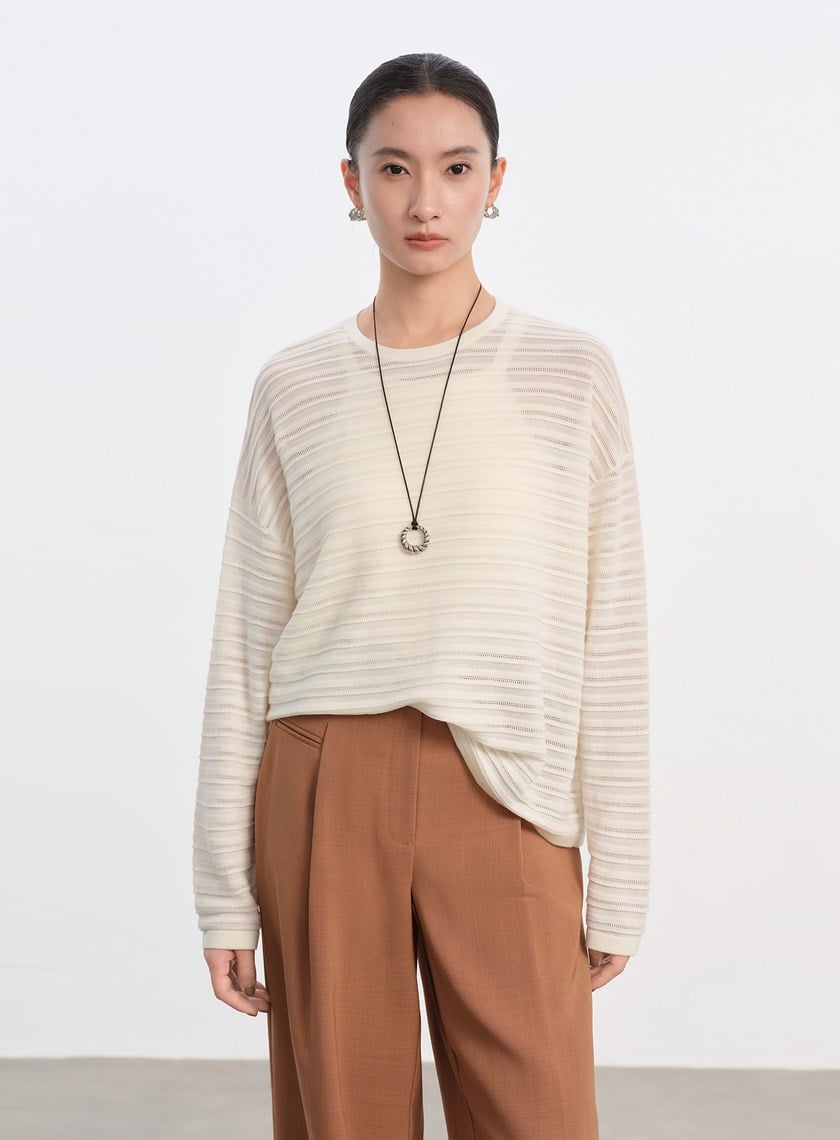 經典坑條羊毛衫