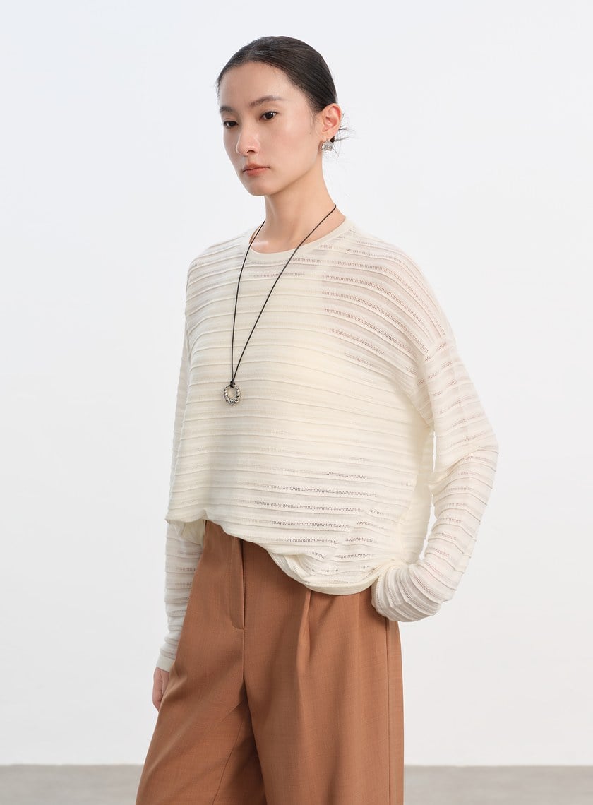 經典坑條羊毛衫